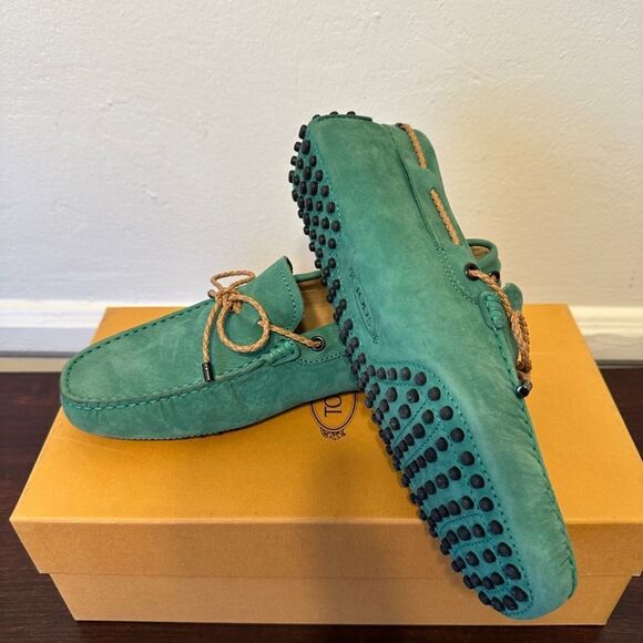 TOD’S laccetto Green Suede Men's driving slip-on Loafers size US 5,5, EU38 new - Picture 8 of 12